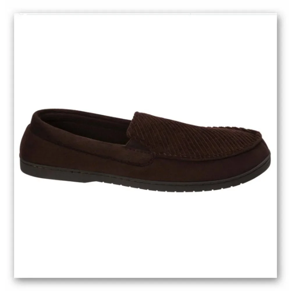 NWT Men Dearfoams  Corduroy Memory Foam Moccasins Size XL 13 - 14